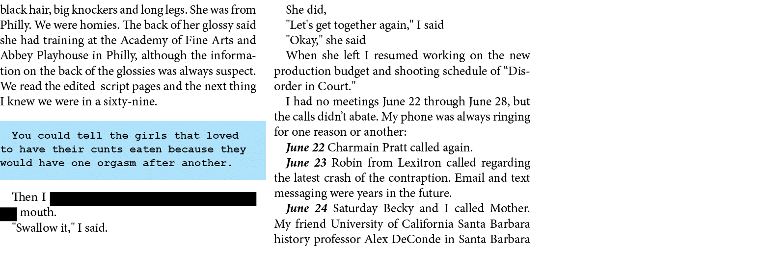 black hair, big knockers and long legs. She was from Philly. We were homies. The back of her glossy said she had trai...