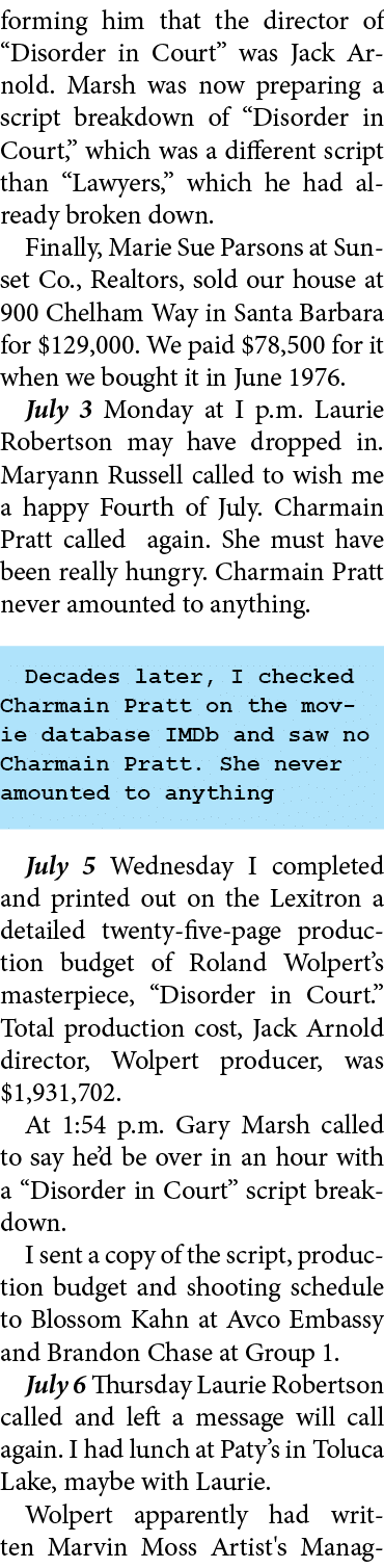 forming him that the director of “﻿﻿Disorder in Court” was ﻿Jack Arnold. Marsh was now preparing a script breakdown o...
