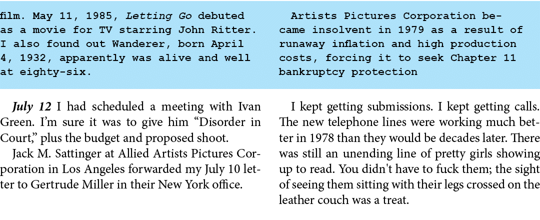 film. May 11, 1985, ﻿Letting Go debuted as a movie for TV starring John Ritter. I also found out Wanderer, born April...