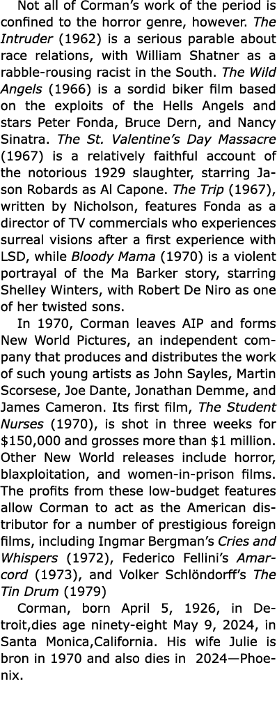 Not all of Corman’s work of the period is confined to the horror genre, however. The Intruder (1962) is a serious par...