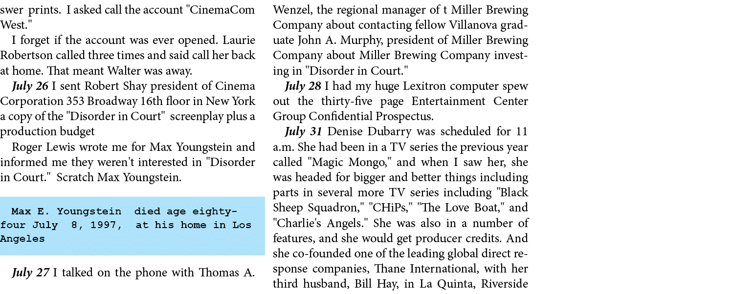 swer prints. I asked call the account \“CinemaCom West.\" I forget if the account was ever opened. ﻿Laurie Robertson ...