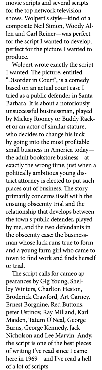 movie scripts and several scripts for the top network television shows. Wolpert's style—kind of a composite Neil Simo...