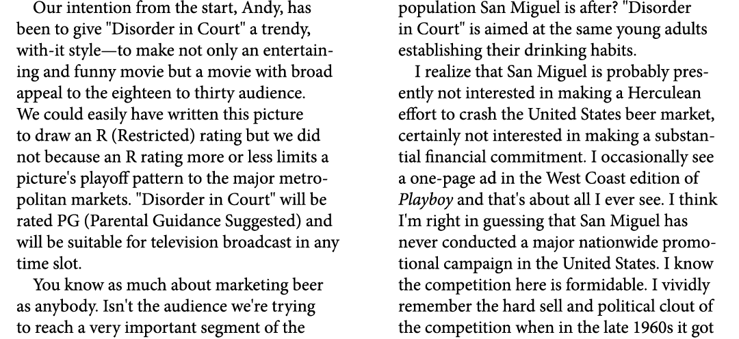 Our intention from the start, Andy, has been to give \“﻿﻿Disorder in Court\" a trendy, with it style—to make not only...