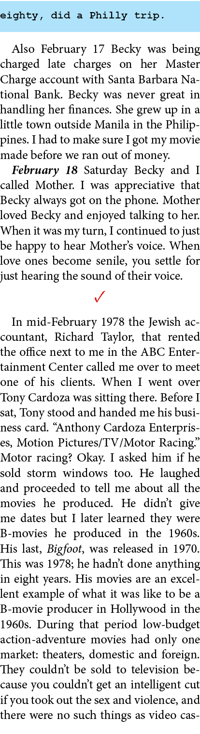eighty, did a Philly trip. Also February 17 Becky was being charged late charges on her Master Charge account with ﻿S...