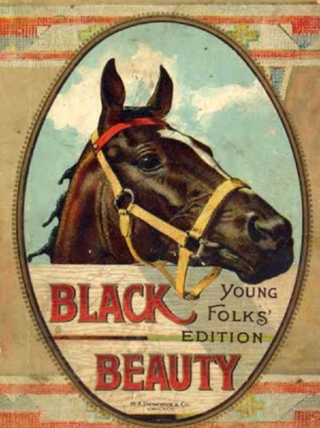 A vintage advertisement for Black Beauty, a horse. AI generated content