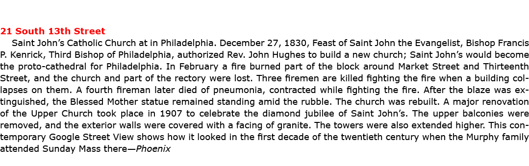 21 South 13th Street Saint John’s ﻿Catholic Church at in Philadelphia. December 27, 1830, Feast of Saint John the Eva...