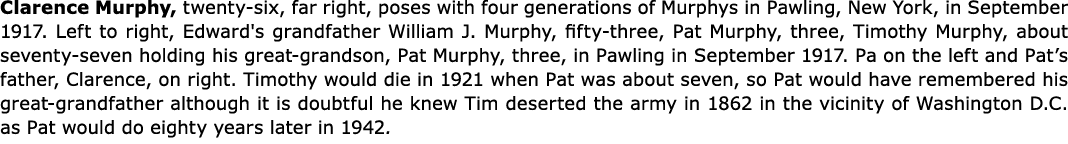 Clarence Murphy, twenty six, far right, poses with four generations of Murphys in ﻿Pawling, New York, in September 19...