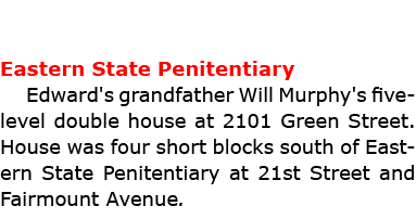 Eastern State Penitentiary Edward's grandfather Will Murphy's five level double house at ﻿2101 Green Street. House w...