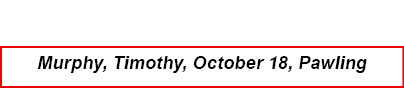 Murphy, Timothy, October 18, Pawling
