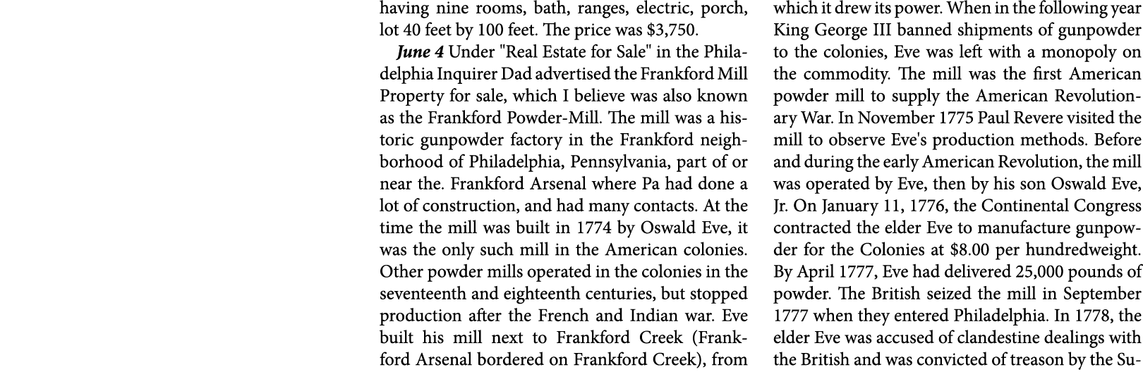 having nine rooms, bath, ranges, electric, porch, lot 40 feet by 100 feet. The price was $3,750. June 4￼ Under \“Real...