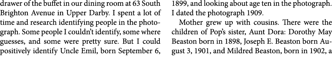 drawer of the buffet in our dining room at 63 ﻿South Brighton Avenue in ﻿Upper ﻿Darby. I spent a lot of time and rese...