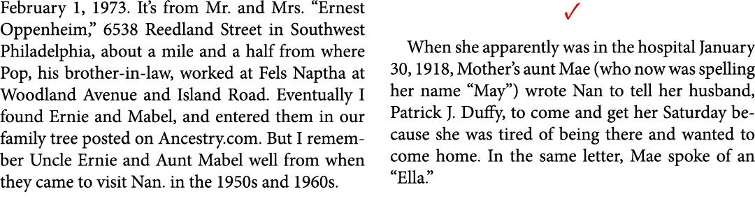 February 1, 1973. It’s from Mr. and Mrs. “﻿﻿Ernest Oppenheim,” 6538 Reedland Street in Southwest Philadelphia, about ...