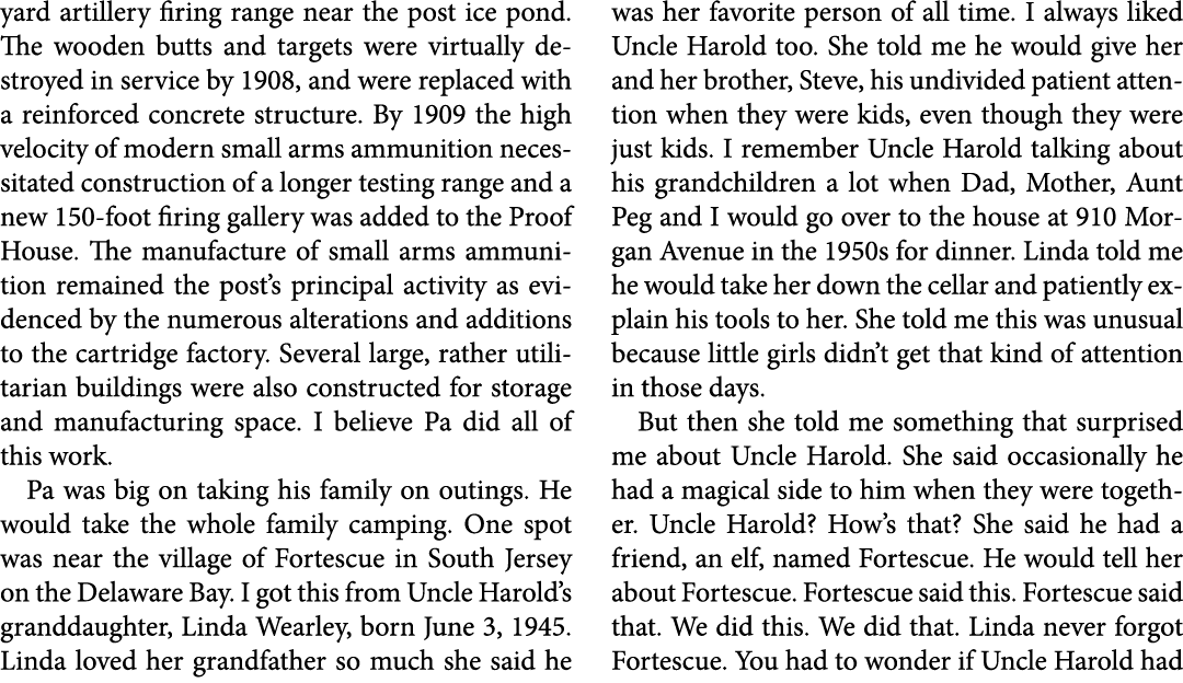 yard artillery firing range near the post ice pond. The wooden butts and targets were virtually destroyed in service ...