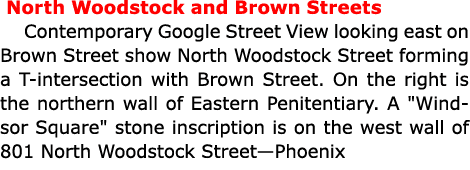  North Woodstock and Brown Streets Contemporary Google Street View looking east on Brown Street show North Woodstock ...