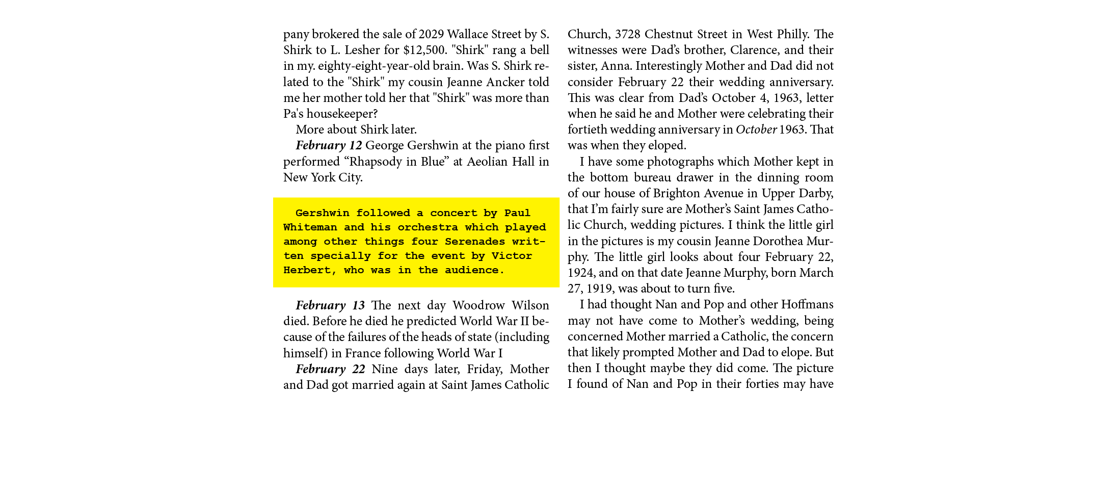pany brokered the sale of 2029 Wallace Street by S. Shirk to L. Lesher for $12,500. \“Shirk\" rang a bell in my. eigh...