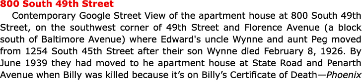 800 South 49th Street Contemporary ﻿Google Street View of the apartment house at 800 South 49th Street, on the southw...