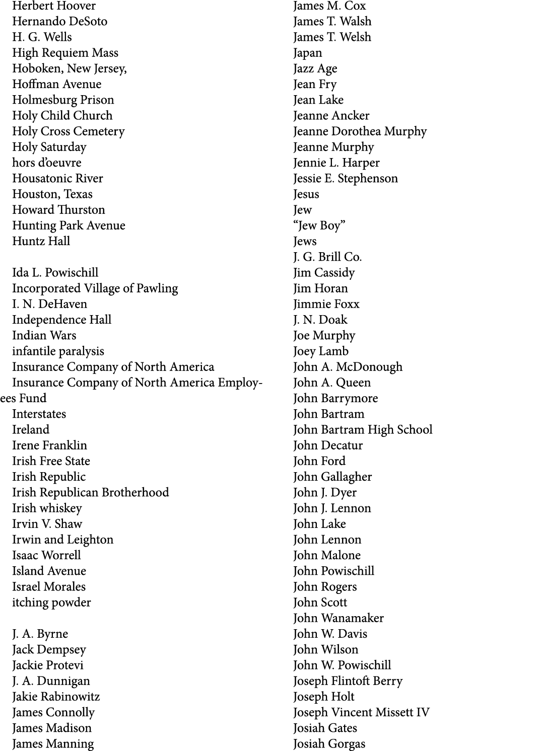 Herbert Hoover Hernando DeSoto H. G. Wells High Requiem Mass Hoboken, New Jersey, Hoffman Avenue Holmesburg Prison Ho...