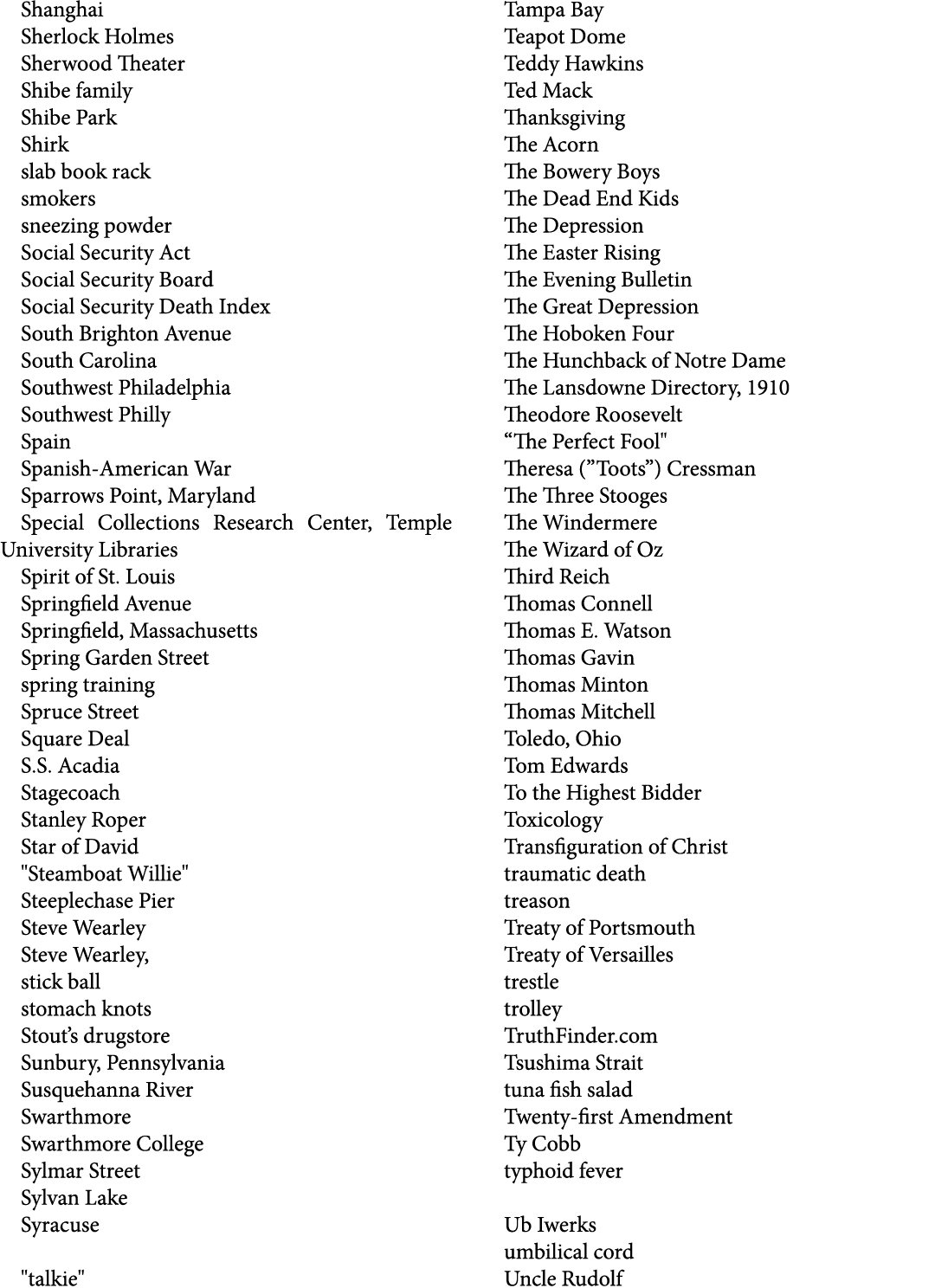 Shanghai Sherlock Holmes Sherwood Theater Shibe family Shibe Park Shirk slab book rack smokers sneezing powder Social...