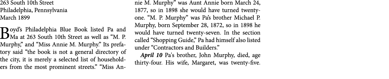 263 South 10th Street Philadelphia, Pennsylvania March 1899 Boyd’s Philadelphia ﻿Blue Book listed Pa and Ma at ﻿263 ...