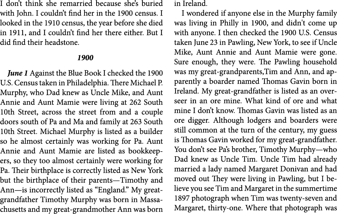 I don’t think she remarried because she’s buried with John. I couldn’t find her in the 1900 census. I looked in the 1...