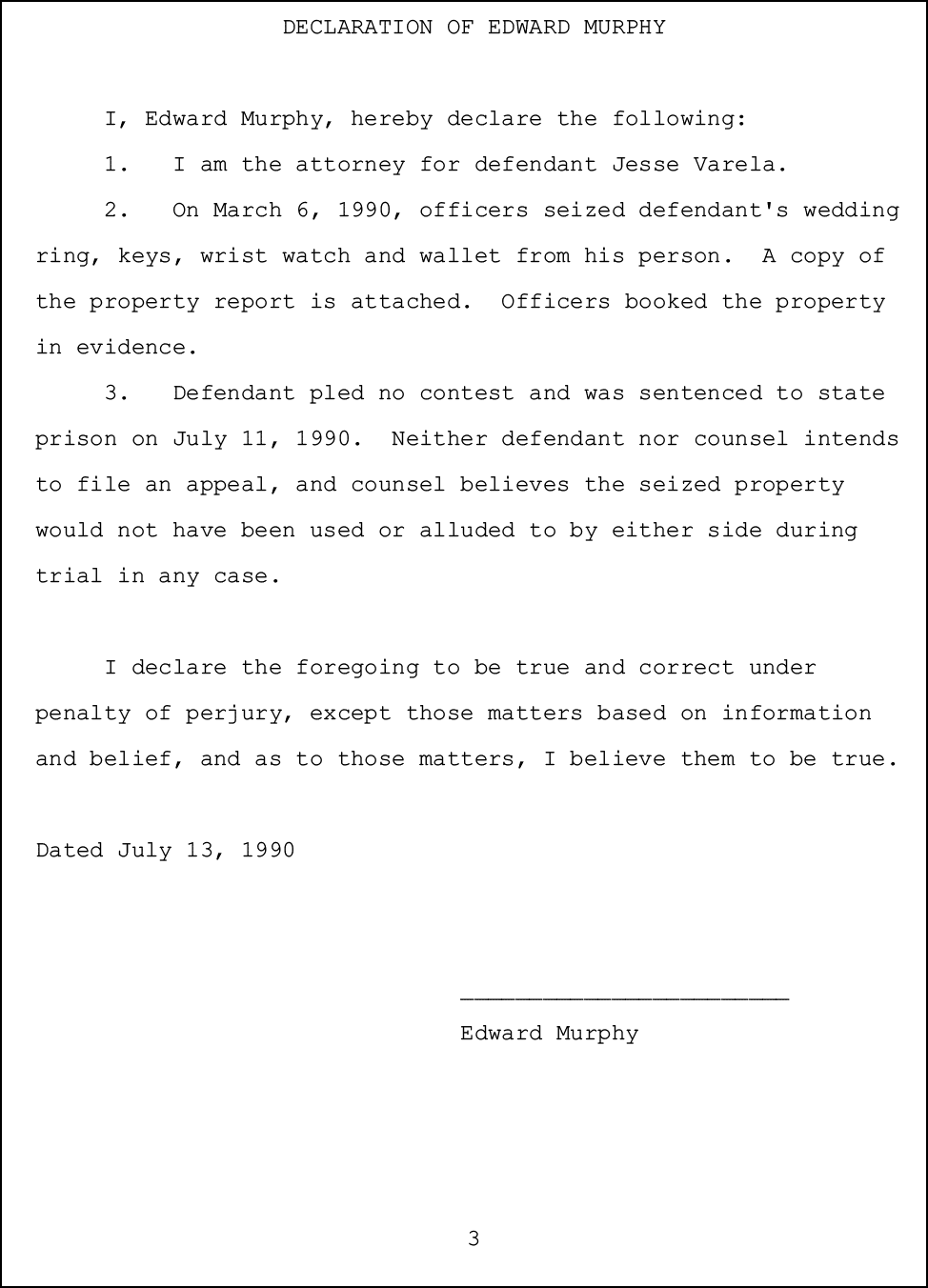  Attorney for Defendant; Thomas Earl White;   ;           ;  SUPERIOR COURT OF THE STATE OF CALIFORNIA ;  IN AND FOR THE COUNTY OF LOS ANGELES ; THE PEOPLE OF 