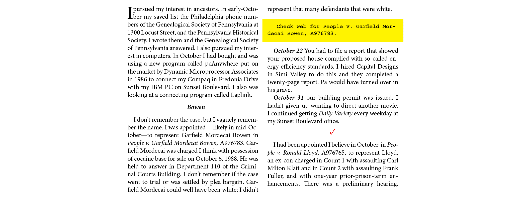 I pursued my interest in ancestors. In early October my saved list the Philadelphia phone numbers o￼f the ﻿Genealogic...
