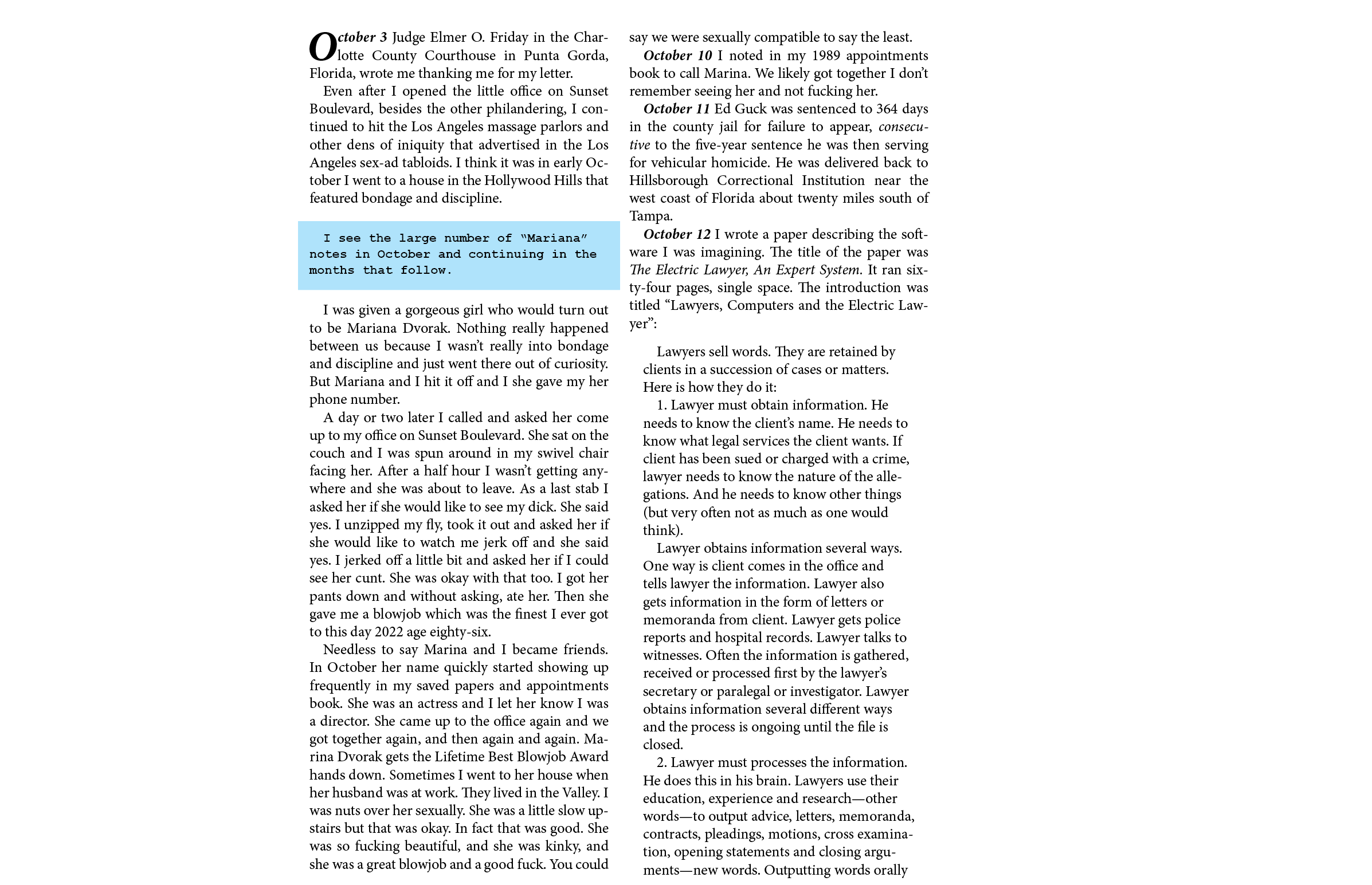 October 3￼ Judge ﻿Elmer O. Friday in the ﻿Charlotte County Courthouse in ﻿Punta Gorda, ﻿Florida, wrote me thanking me...