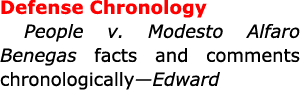 Defense Chronology People v. ﻿Modesto Alfaro Benegas facts and comments chronologically—Edward 