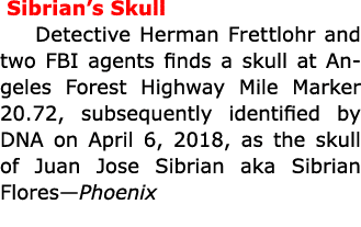  Sibrian’s Skull Detective ﻿Herman Frettlohr and two FBI agents finds a skull at Angeles Forest Highway Mile Marker 2...
