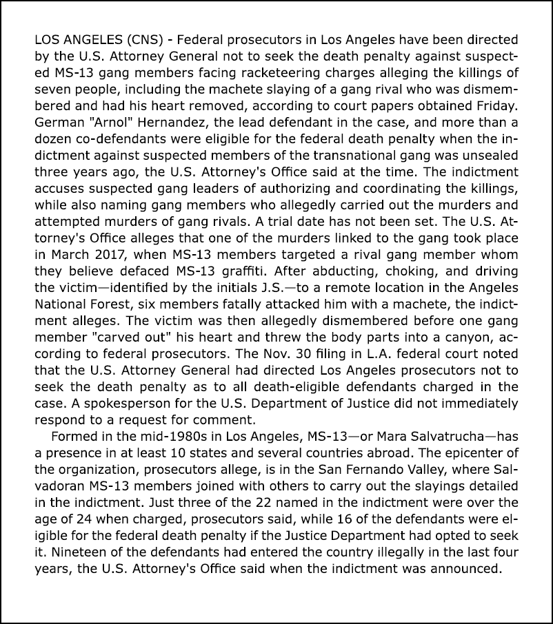 LOS ANGELES (CNS) - Federal prosecutors in Los Angeles have been directed by the ﻿U.S. Attorney General not to seek t...