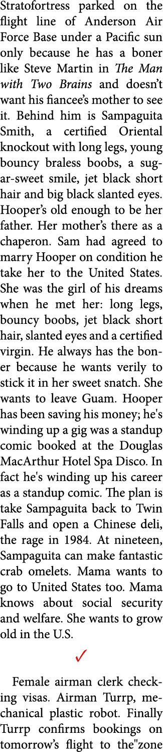 Stratofortress parked on the flight line of Anderson Air Force Base under a Pacific sun only because he has a boner l...