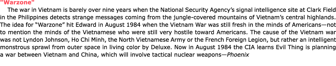 \“Warzone\" The war in Vietnam is barely over nine years when the National Security Agency’s signal intelligence site...