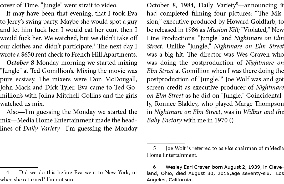 cover of Time. \“﻿Jungle\" went strait to video. It may have been that evening, that I took Eva to Jerry’s ﻿swing par...