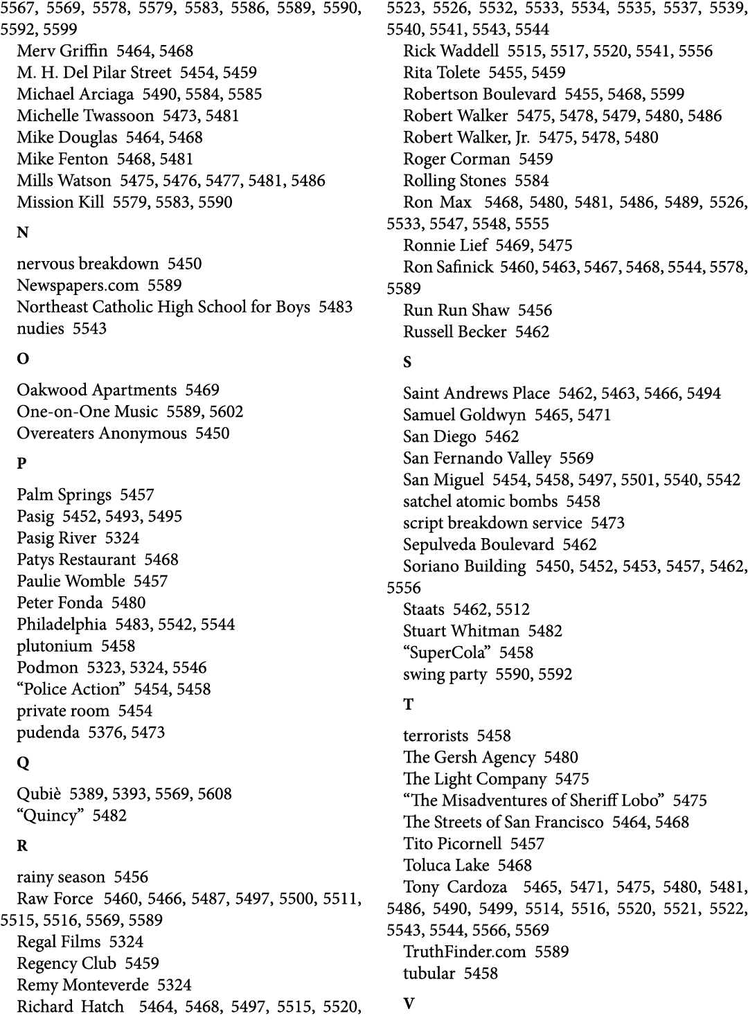 5567, 5569, 5578, 5579, 5583, 5586, 5589, 5590, 5592, 5599 Merv Griffin 5464, 5468 M. H. Del Pilar Street 5454, 5459 ...