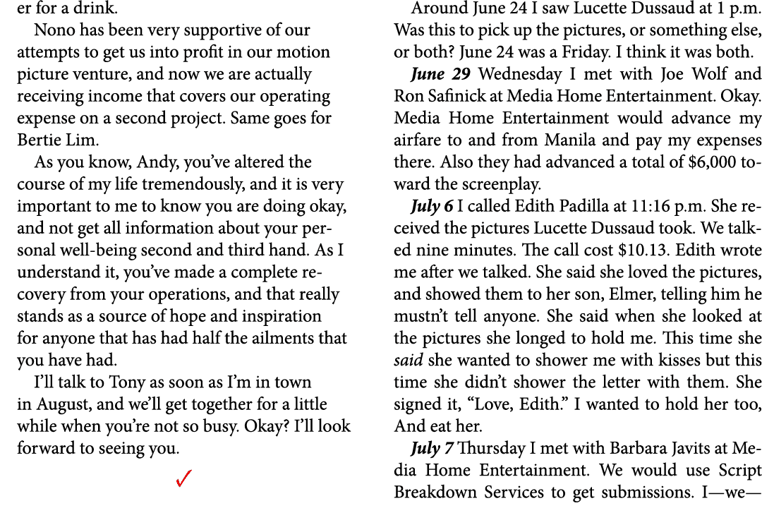 er for a drink. Nono has been very supportive of our attempts to get us into profit in our motion picture venture, an...