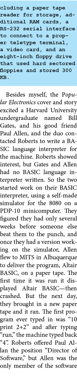 cluding a paper tape reader for storage, additional ﻿RAM cards, a RS 232 serial interface to connect to a proper ﻿tel...