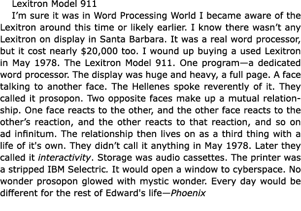 Lexitron Model 911 I’m sure it was in ﻿Word Processing World I became aware of the Lexitron around this time or like...
