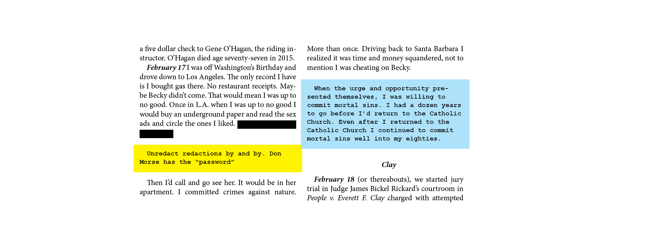 a five dollar check to ﻿Gene O’Hagan, the riding instructor. O’Hagan died age seventy seven in 2015. February 17￼ I w...