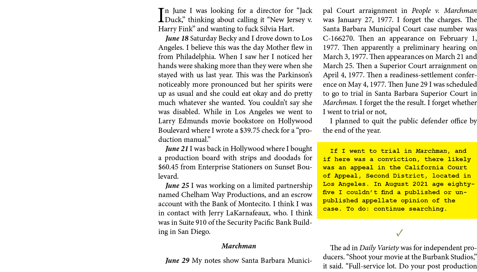 In June I was looking for a director for “﻿Jack Duck,” thinking about calling it ﻿“New Jersey v. Harry Fink” and want...