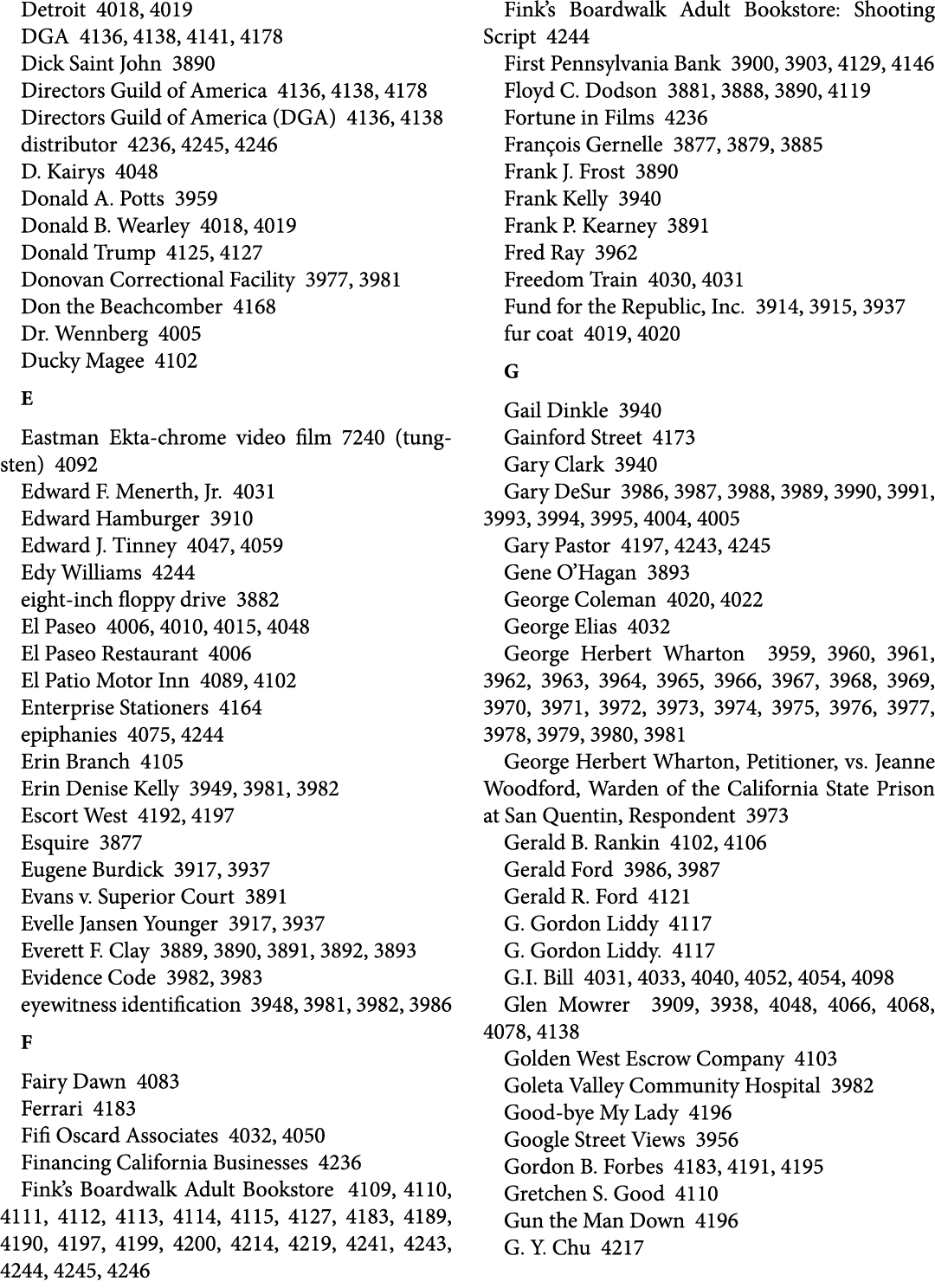 Detroit 4018, 4019 DGA 4136, 4138, 4141, 4178 Dick Saint John 3890 Directors Guild of America 4136, 4138, 4178 Direct...