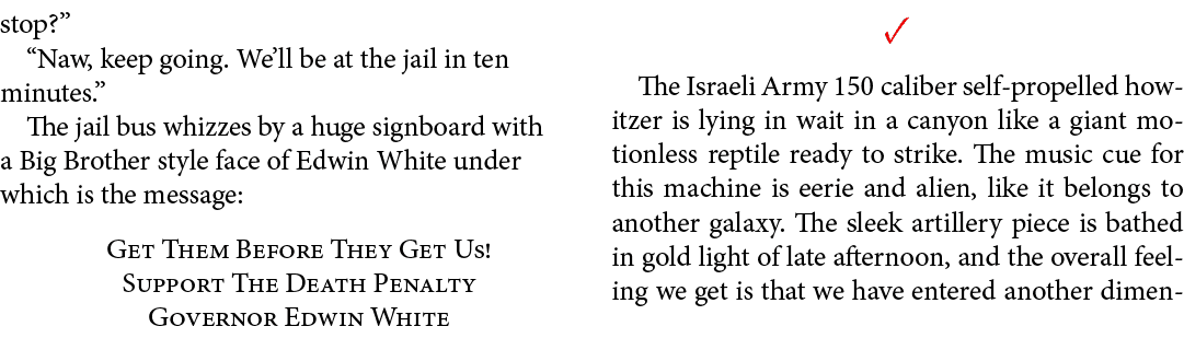 stop?” “Naw, keep going. We’ll be at the jail in ten minutes.” The jail bus whizzes by a huge signboard with a Big Br...