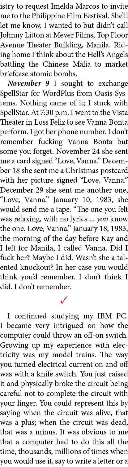 istry to request Imelda Marcos to invite me to the Philippine Film Festival. She’ll let me know. I wanted to but didn...