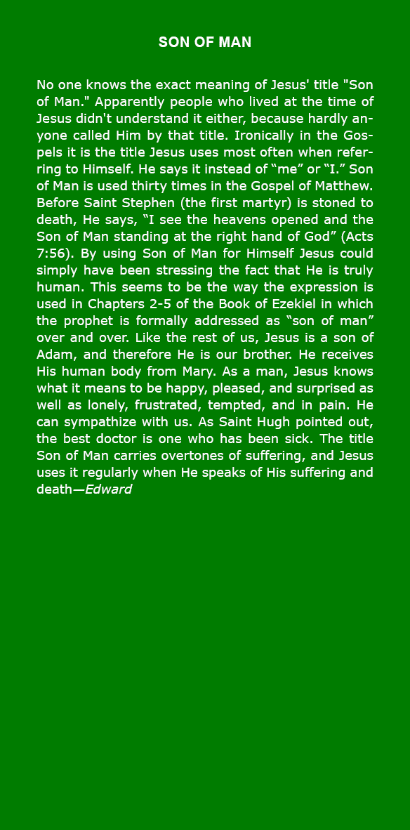 Son of Man No one knows the exact meaning of ﻿Jesus' title \“Son of Man.\" Apparently people who lived at the time of...