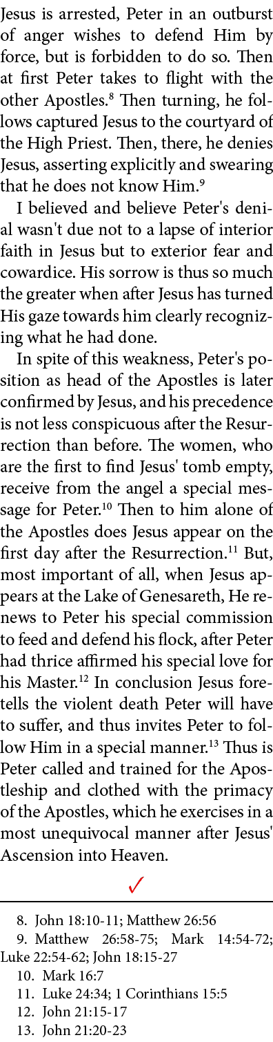 Jesus is arrested, ﻿Peter in an outburst of anger wishes to defend Him by force, but is forbidden to do so. Then at ...