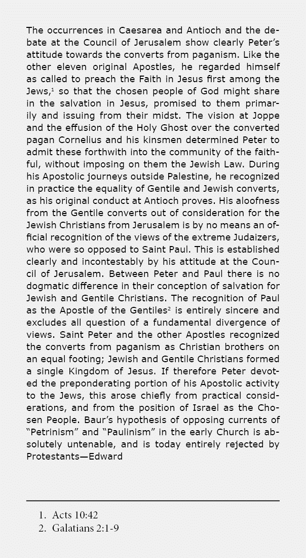 The occurrences in Caesarea and Antioch and the debate at the Council of ﻿Jerusalem show clearly ﻿Peter’s attitude to...