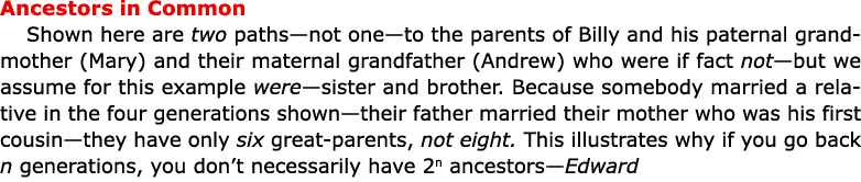 Ancestors in Common Shown here are two paths—not one—to the parents of Billy and his paternal grandmother (Mary) and ...