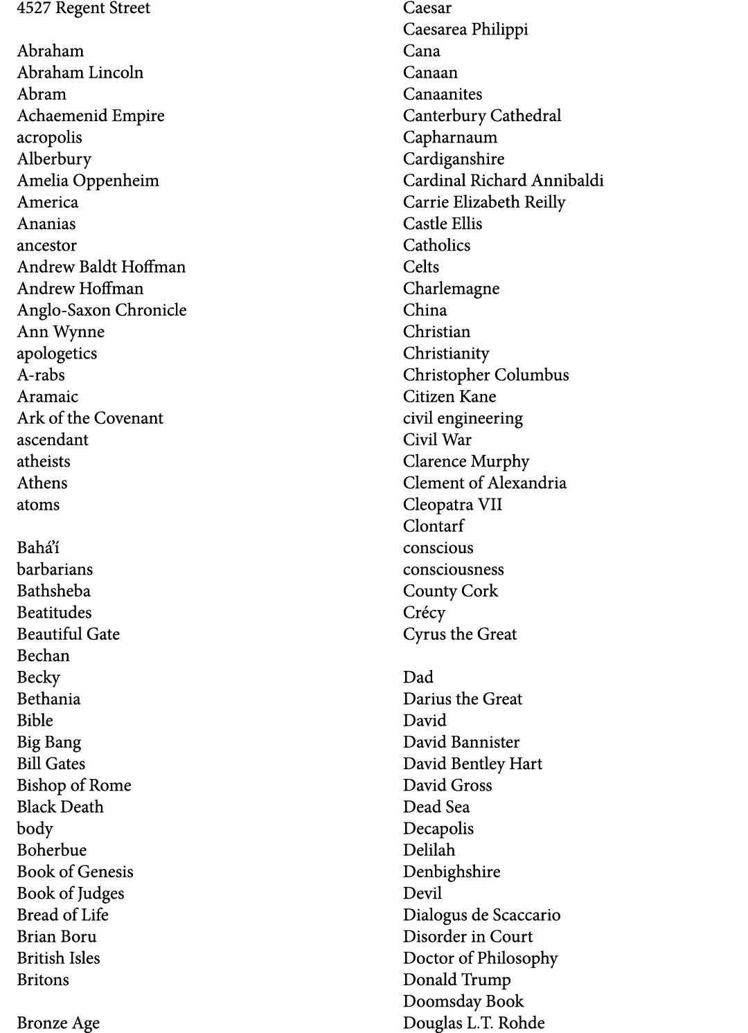 4527 Regent Street Abraham Abraham Lincoln Abram Achaemenid Empire acropolis Alberbury Amelia Oppenheim America Anani...