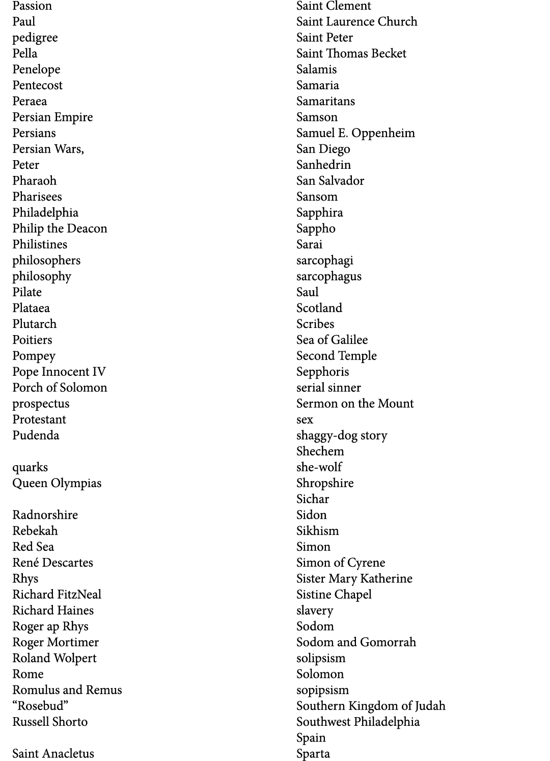 Passion Paul pedigree Pella Penelope Pentecost Peraea Persian Empire Persians Persian Wars, Peter Pharaoh Pharisees P...