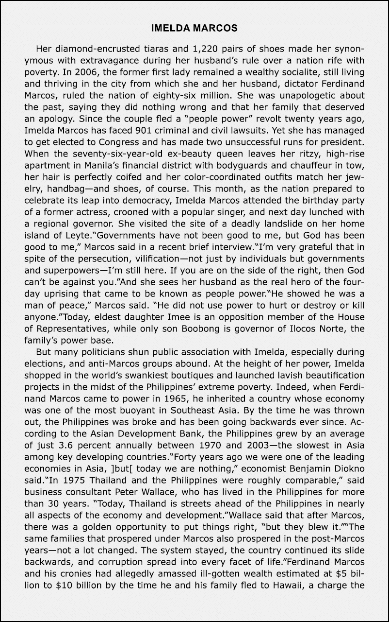 Imelda Marcos Her diamond encrusted tiaras and 1,220 pairs of shoes made her synonymous with extravagance during her ...