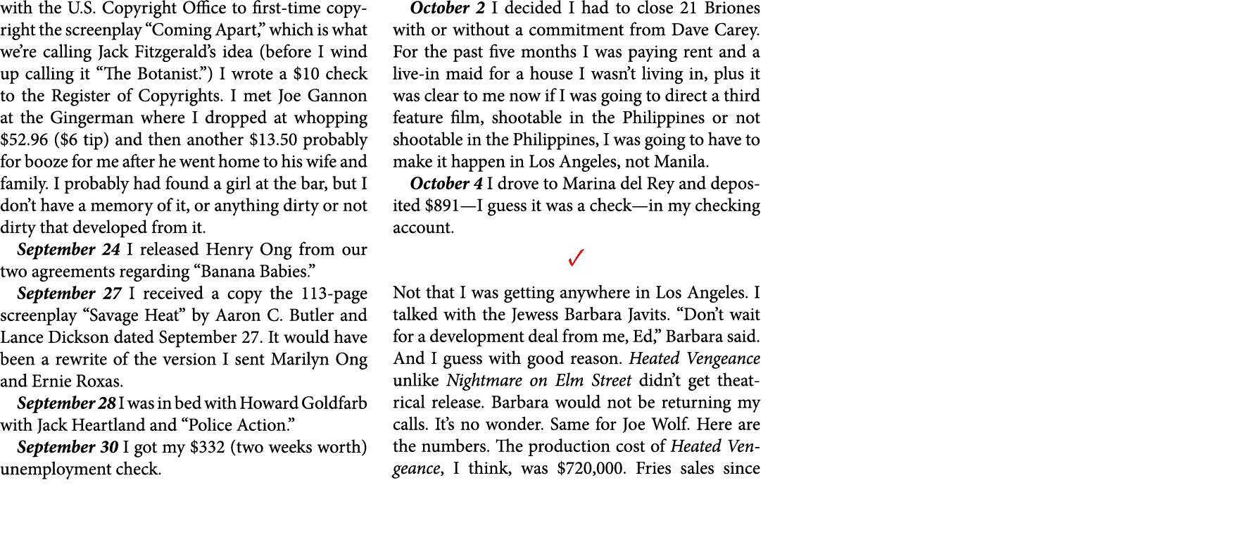 with the U.S. Copyright Office to first time copyright the screenplay “Coming Apart,” which is what we’re calling ﻿Ja...